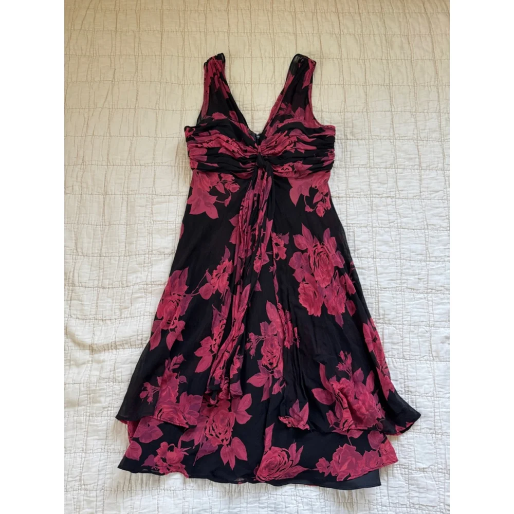 Donna Ricco Silk Floral Flowy Evening Dress Size: 2 Petite Donna Ricco Silk Floral Flowy Evening Dress Size: 2 Petite